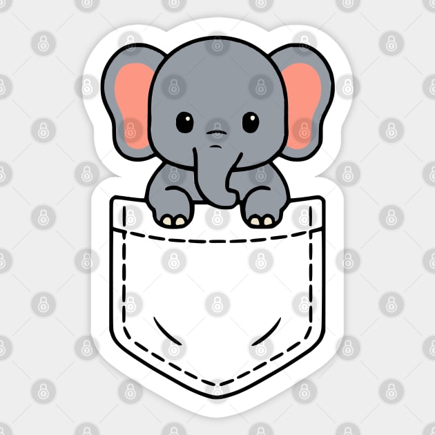 Cute Baby Elephant Pocket Pal Funny Wild Animal Sticker by Yesteeyear